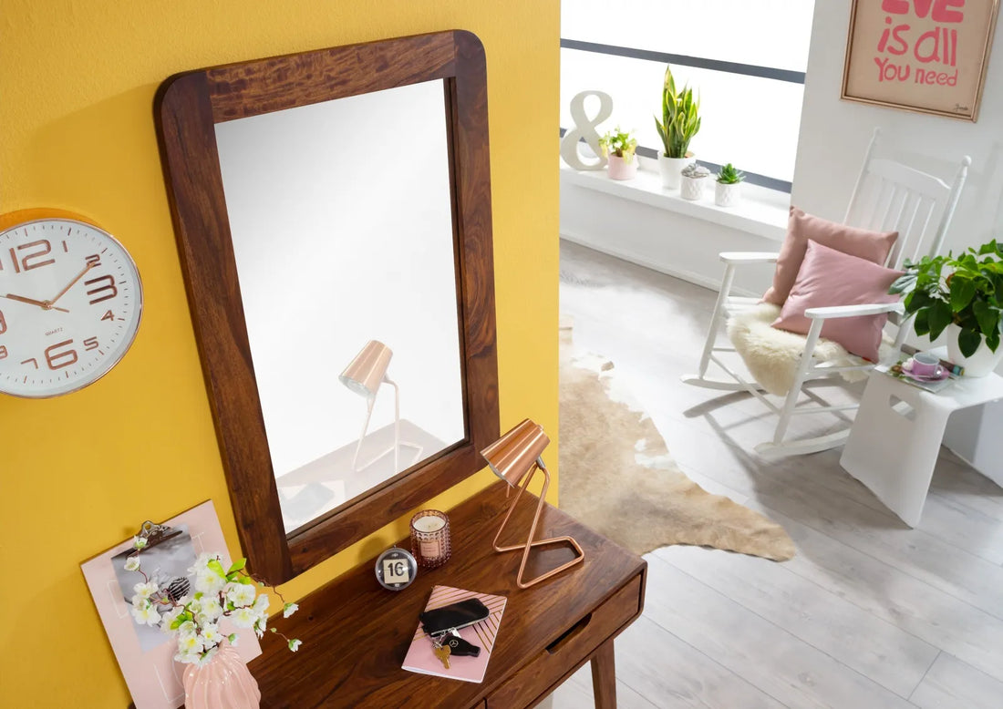 THE WOODEN CITY Retro Style Mirror #115 Rosewood (HONEY)