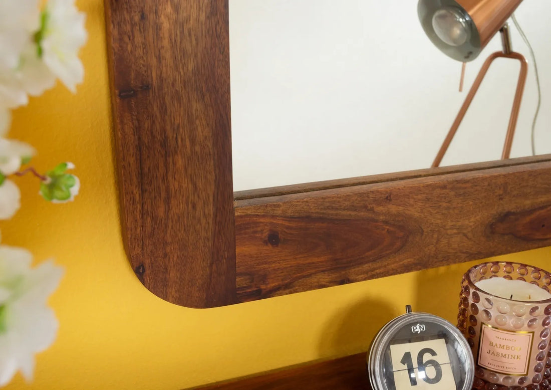 THE WOODEN CITY Retro Style Mirror #115 Rosewood (HONEY)