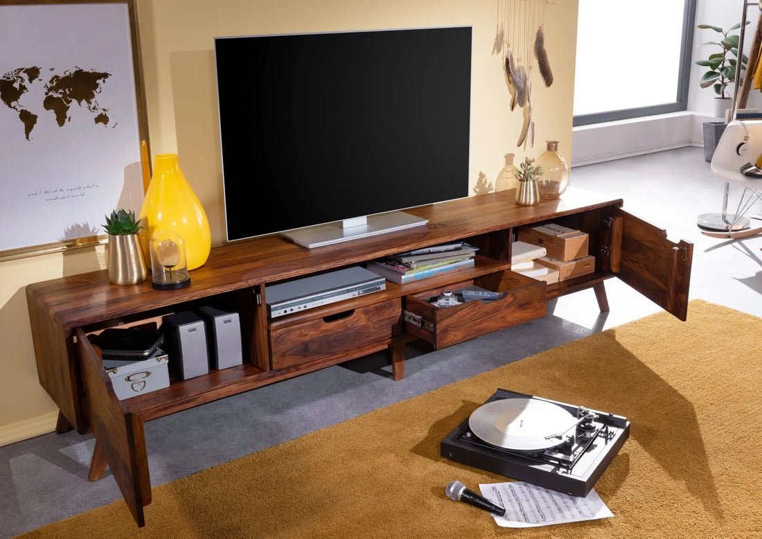 THE WOODEN CITY TV cabinet made of rosewood #123 (HONEY)
