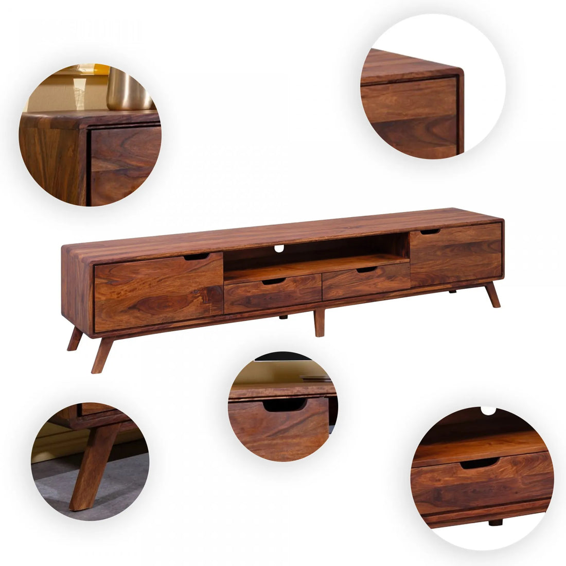 THE WOODEN CITY TV cabinet made of rosewood #123 (HONEY)