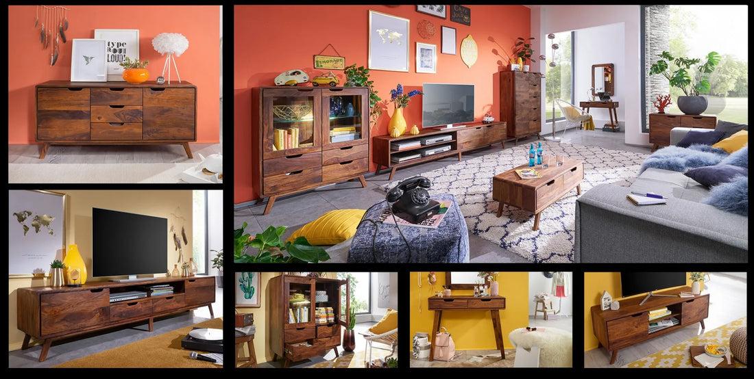 THE WOODEN CITY TV cabinet made of rosewood #123 (HONEY)