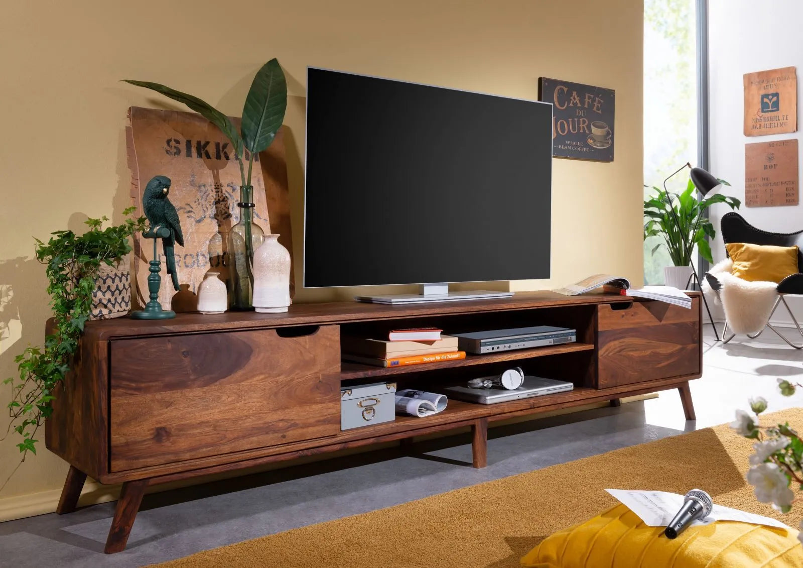 THE WOODEN CITY TV cabinet made of rosewood #124 (HONEY)