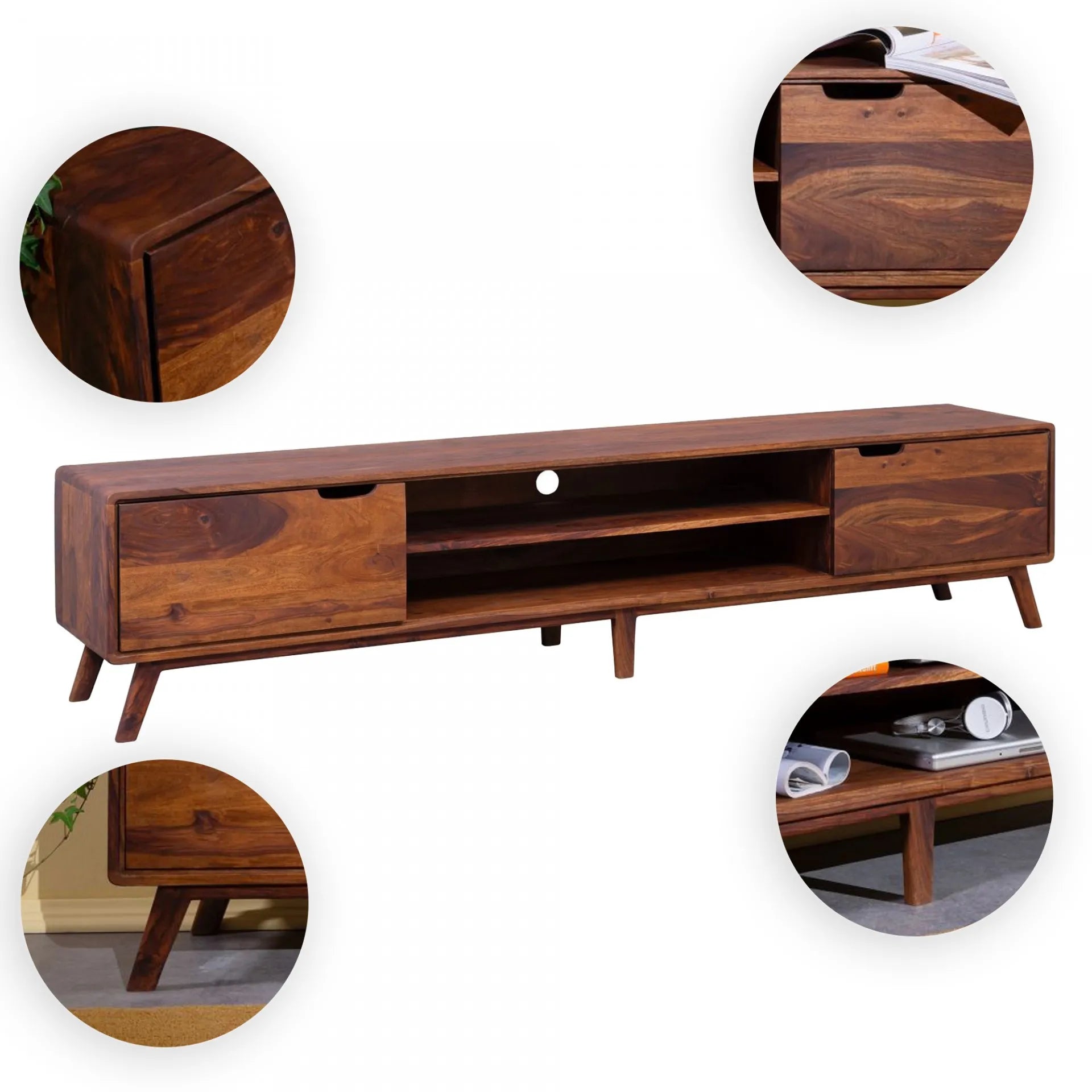 THE WOODEN CITY TV cabinet made of rosewood #124 (HONEY)