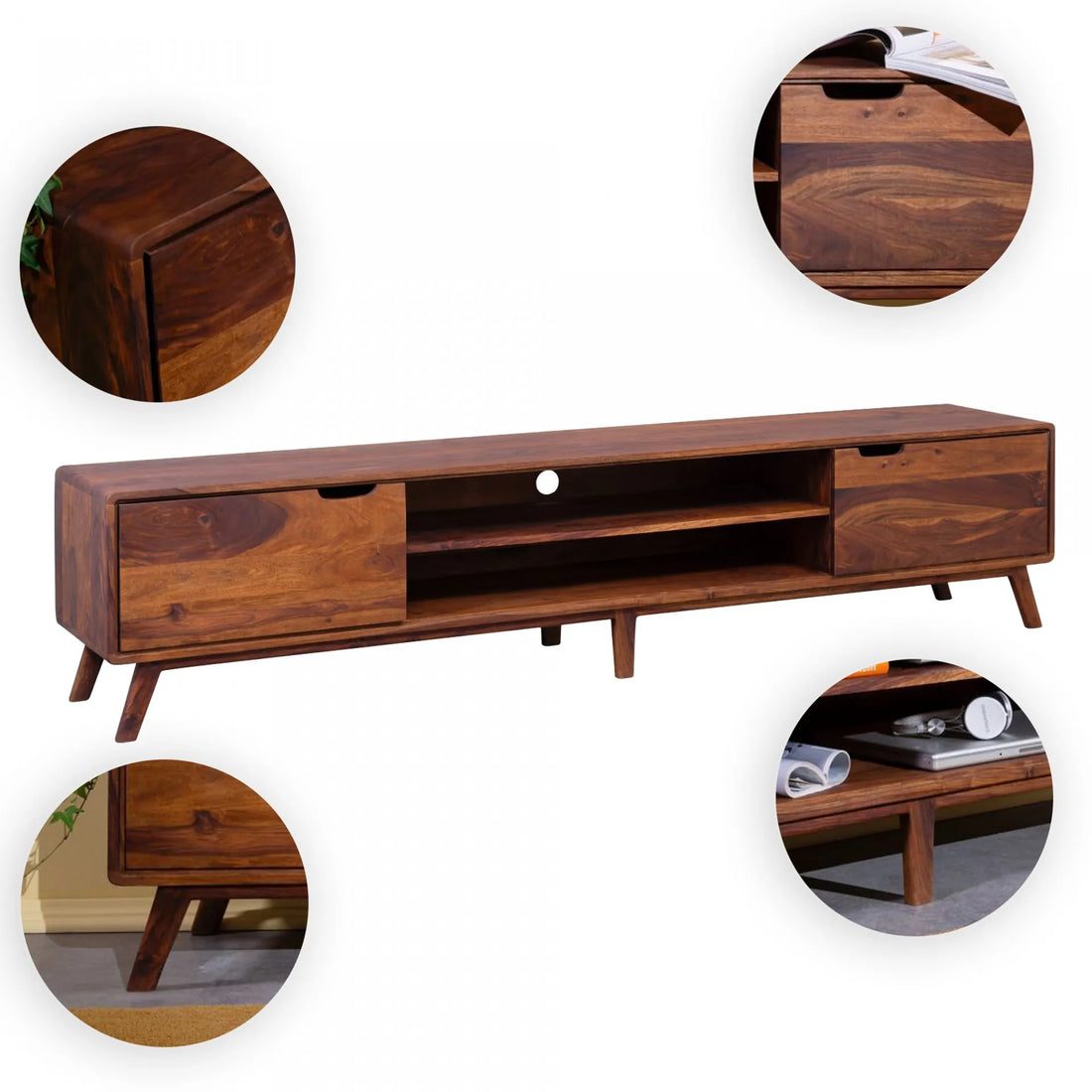 THE WOODEN CITY TV cabinet made of rosewood #124 (HONEY)