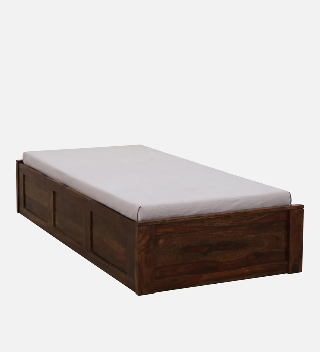 THE WOODEN CITY Solid Sheesham Wood Single Bed Cot | Single Size Bed for Bedroom | Multipurpose Use Bed (206x98x37cm) (Recommend Mattress size-78x36 inch) (Walnut)