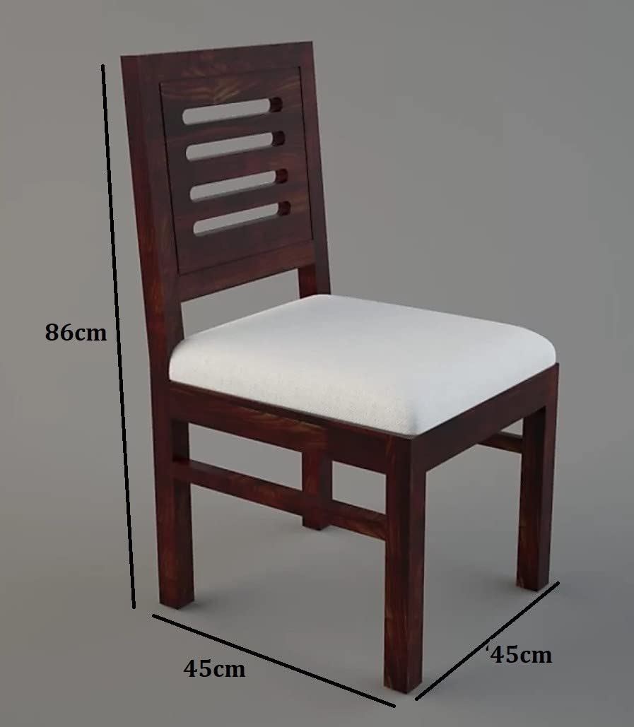 THE WOODEN CITY Solid Sheesham Wood Six Seater Dining Table Set with 6 Cushion Chairs for Dining Room