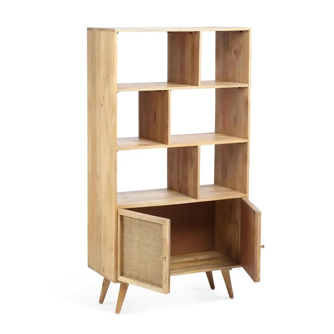Bookshelf for Home - 6 Tier Book Rack for Study Room | Open Book Shelf for Office, Library, Bedroom, Living Room - Mango Wood Display Shelf (Teak - L 85 x B 40 x H 160 cm) (Natural)