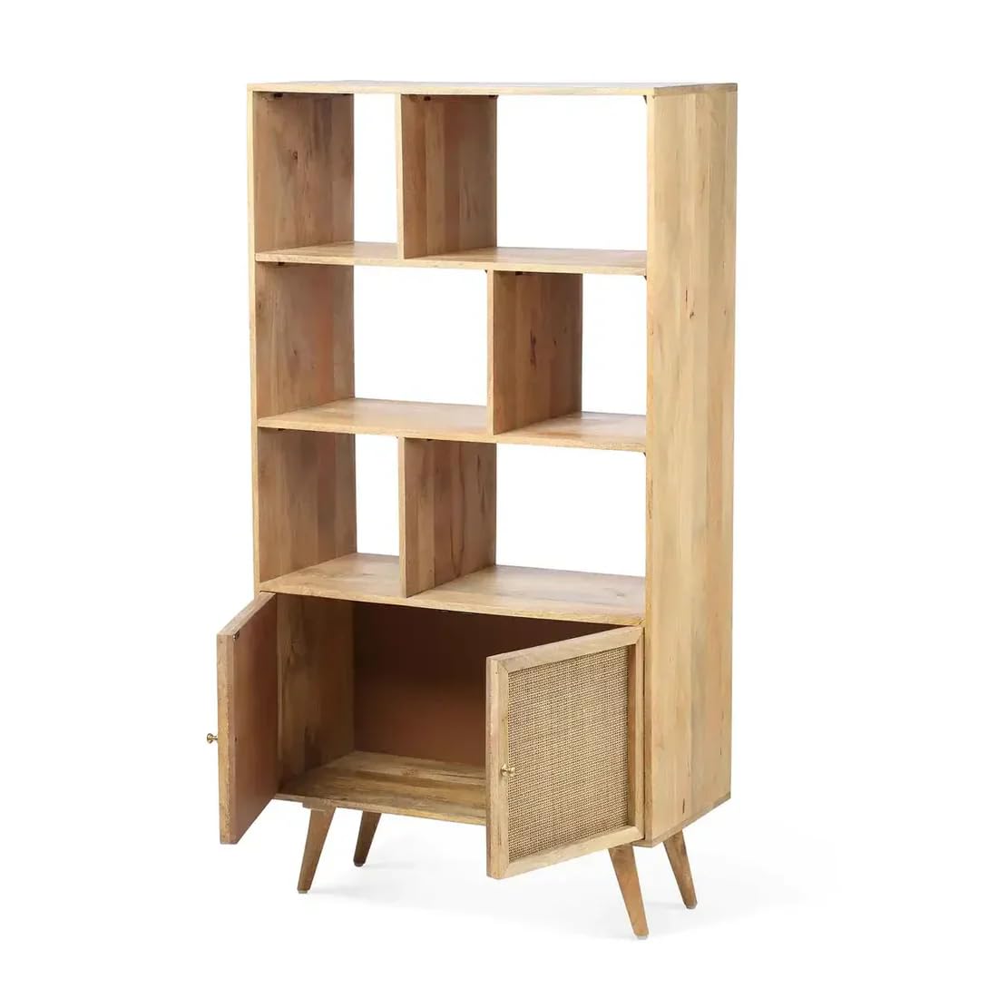 Bookshelf for Home - 6 Tier Book Rack for Study Room | Open Book Shelf for Office, Library, Bedroom, Living Room - Mango Wood Display Shelf (Teak - L 85 x B 40 x H 160 cm) (Natural)
