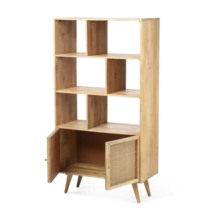 Bookshelf for Home - 6 Tier Book Rack for Study Room | Open Book Shelf for Office, Library, Bedroom, Living Room - Mango Wood Display Shelf (Teak - L 85 x B 40 x H 160 cm) (Natural)