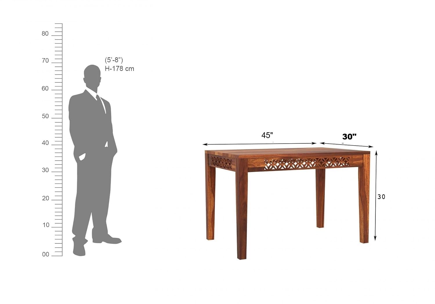 THE WOODEN CITY Sheesham Solid Wood Dining Set 4 Seater Dining Room Sets Table with Chair Set for Dining Room & Home Furniture (Honey&Cream) 45x30x30 inch