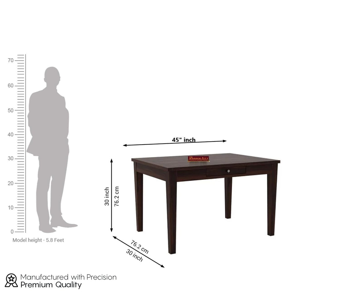 THE WOODEN CITY Solid Sheesham Wood 4 Seater Dining Set Dining Table Set with Cushioned Chairs and Drawer Storage for Dining Room | Living Room | Home & Office | Hotels Restaurant(Walnut)