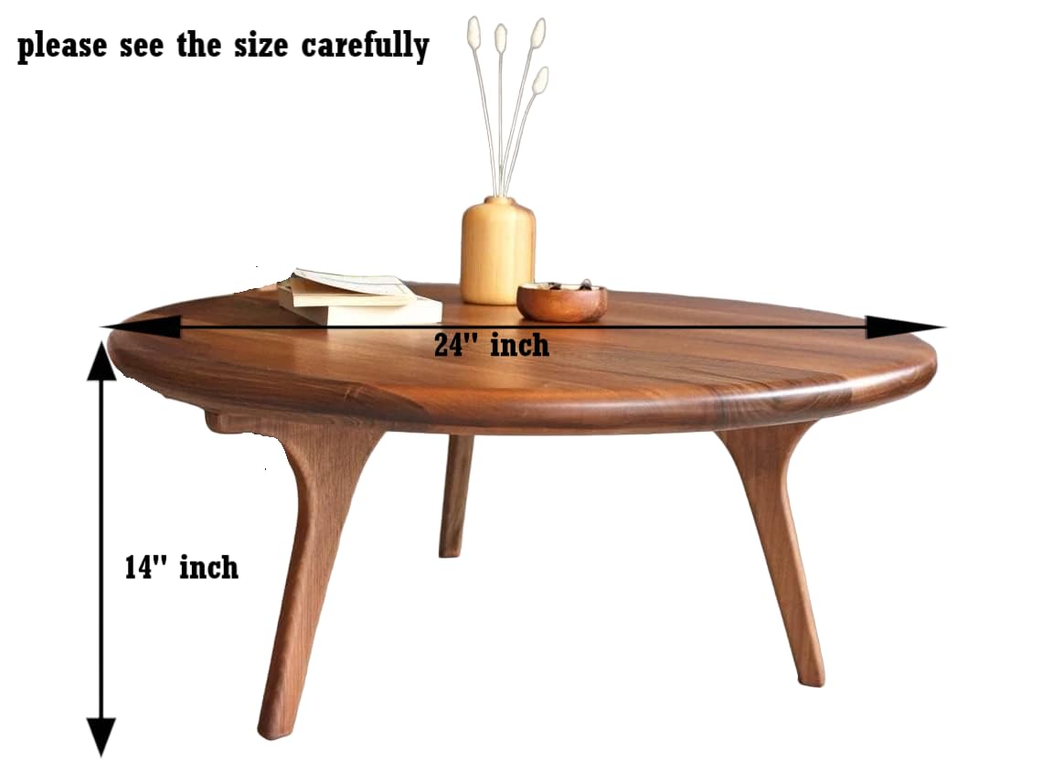 Solid Sheesham Wood Round Coffee Table for Living Room | Small Space Center Table to Look Like Royal Outdoor and Indoor Area (Natural Teak Honey)