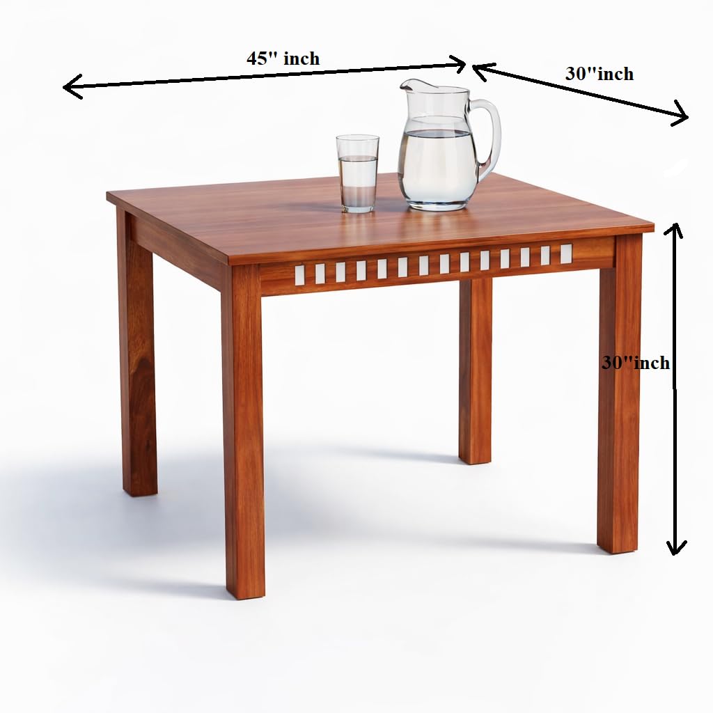 Solid Sheesham Wood Dining Table with Chairs & Bench | Wooden Dinner Table Set for Dinning Room Home & Hotel| Modern Dining Room Set | Customer Self Assembly (Honey U, 4 Seater)