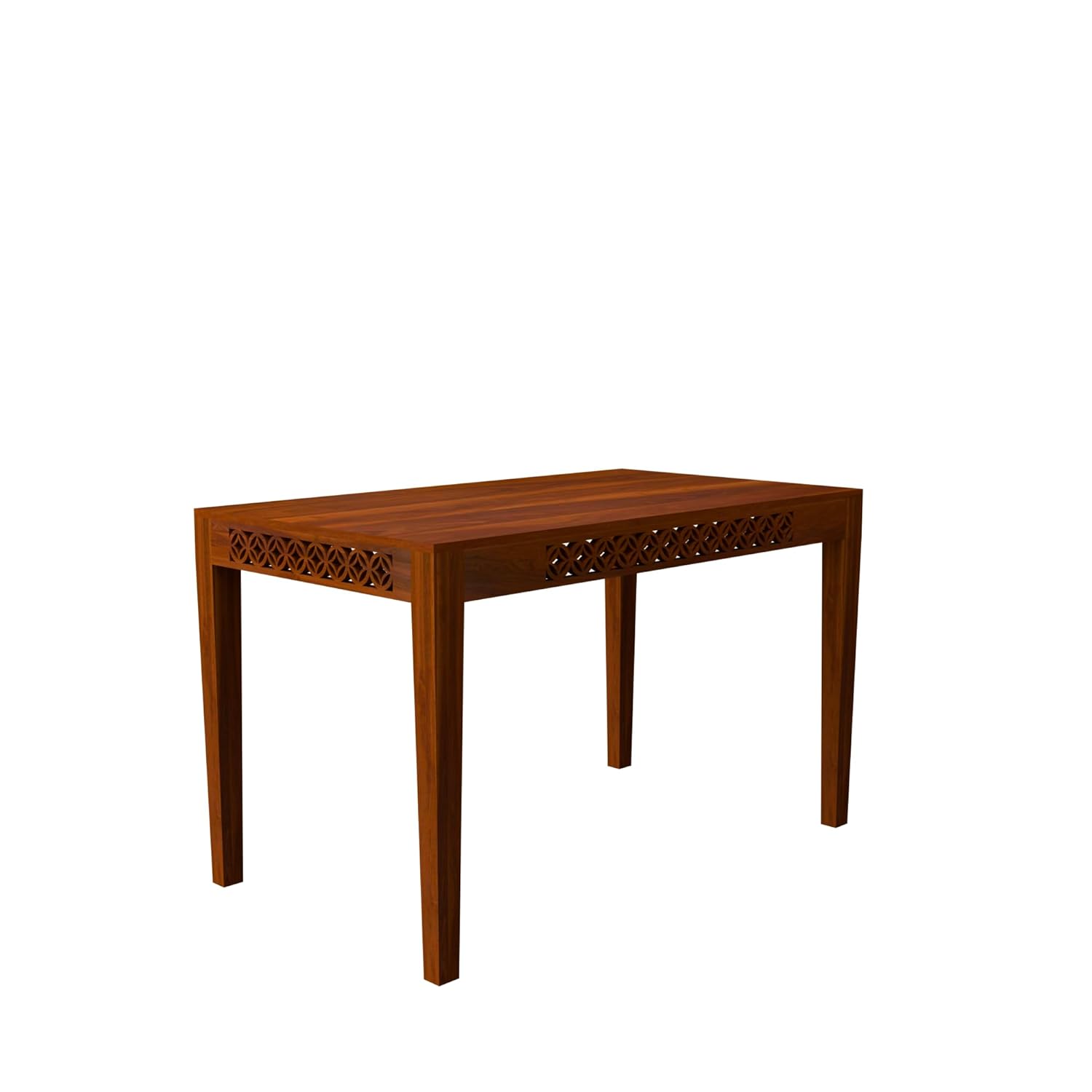 THE WOODEN CITY Dining Table 4 Seater | Four Seater Dinning Table with 4 Chairs with Beige Cushions for Home | Rosewood, Honey Finish Self Assembly(DIY)