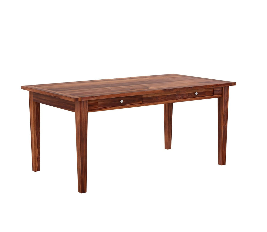 THE WOODEN CITY Wooden Storage Dining Table Solid Sheesham Wood 6 Seater | Dining Room Furniture - Walnut/Honey