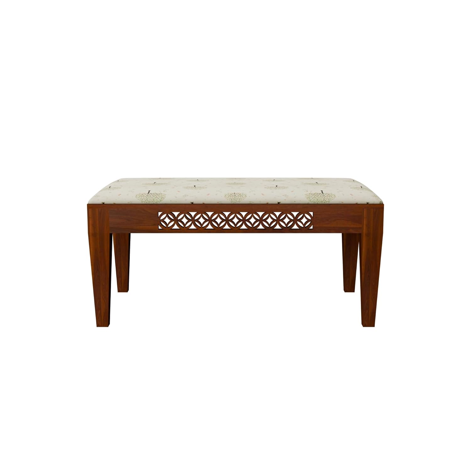 THE WOODEN CITY Solid Sheesham Wood 3 Chair with 1 Bench Dining Table Set with Cushioned Chairs for Dining Room | Living Room | Home & Office | Hotels (4 Seater with Bench, Honey)