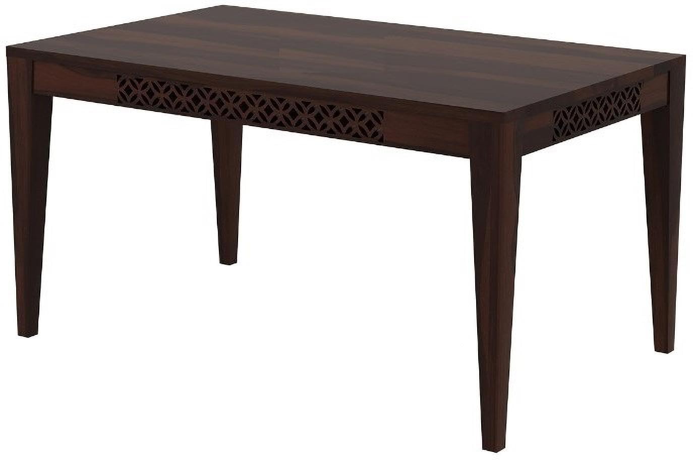 THE WOODEN CITY Wooden Solid Sheesham Wood Dining Table 6 Seater | Dining Room Furniture | 6 Seater Dining Table Without Chair - Walnut CNC