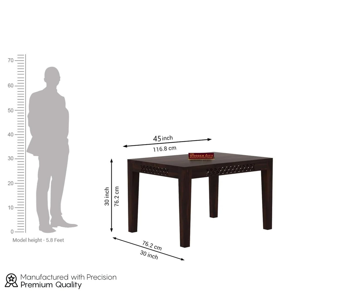 THE WOODEN CITY Solid Sheesham Wood Dining Table 4 Seater Dining Table Set with 2 Chairs & 1 Bench Dinner Table Set (walnut)