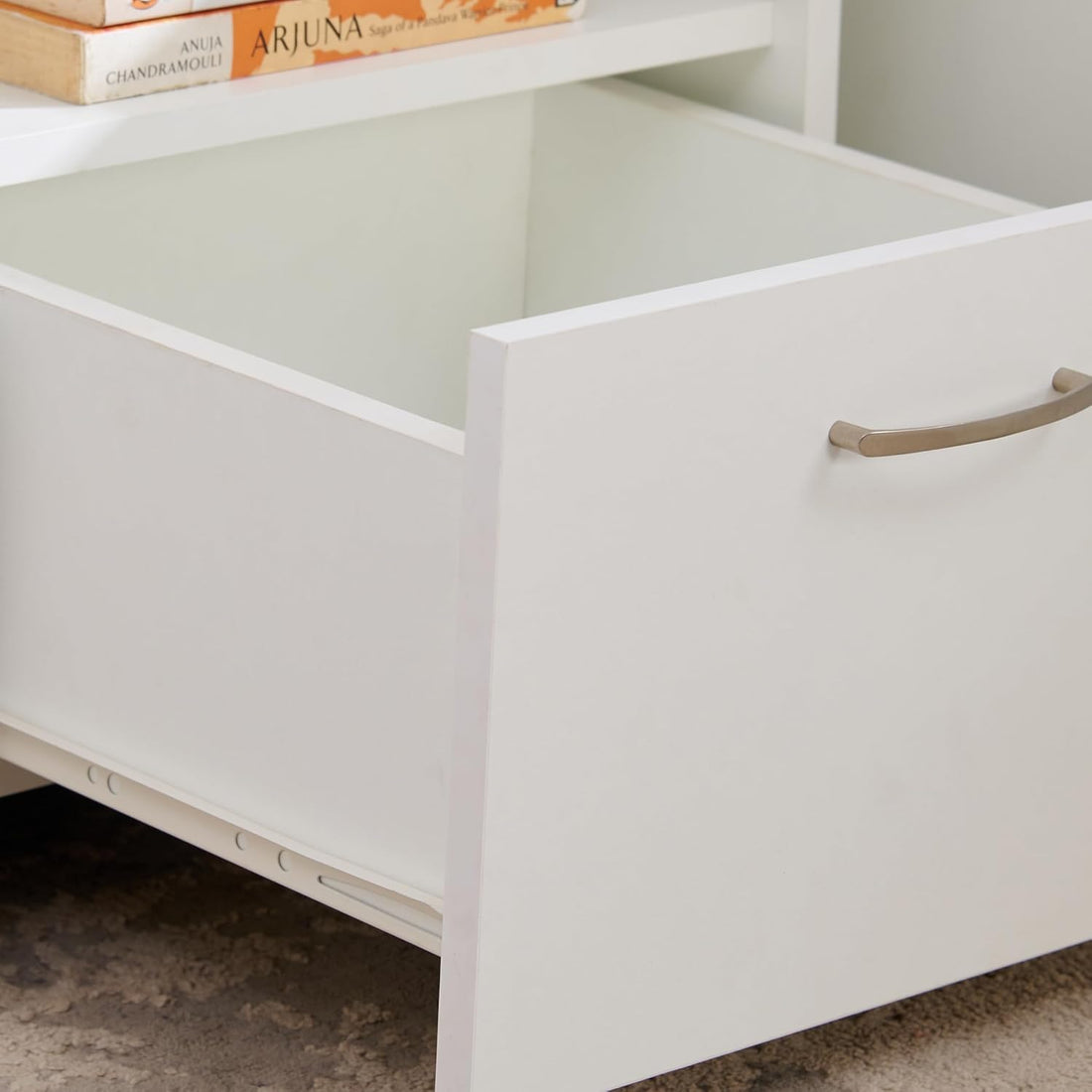 THE WOODEN CITY Wooden Bedside Table | Bed Side Table for Bedroom | 1 Drawer | Solid Wood Sheesham, White