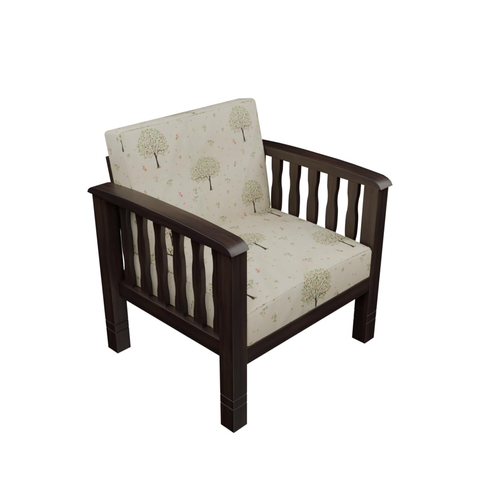Solid Sheesham Wood 1 Seater Sofa Set for Living Room Furniture | Wooden Sofa for Home & Office (Walnut, 1 Seater)