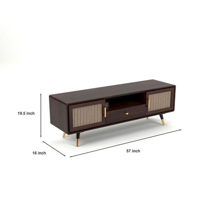 Solid Sheesham Wood TV & Entertainment Unit for Living Room & Hotel Room and Office Furniture (Wood Walnut Finish 01