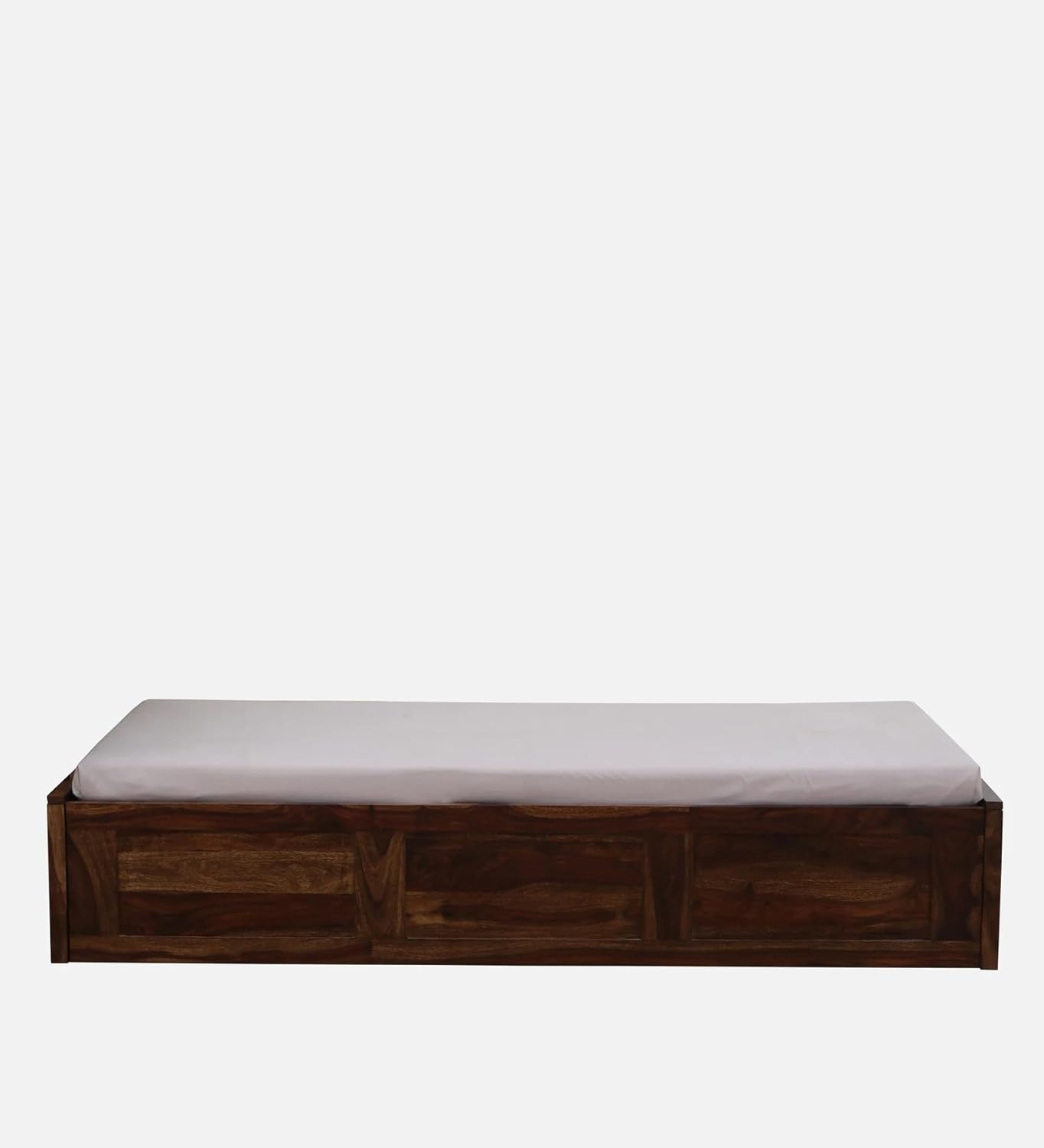 THE WOODEN CITY Solid Sheesham Wood Single Bed Cot | Single Size Bed for Bedroom | Multipurpose Use Bed (206x98x37cm) (Recommend Mattress size-78x36 inch) (Walnut)