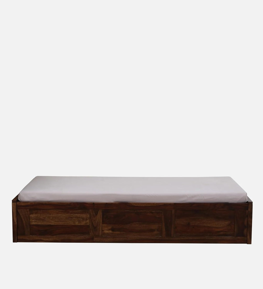 THE WOODEN CITY Solid Sheesham Wood Single Bed Cot | Single Size Bed for Bedroom | Multipurpose Use Bed (206x98x37cm) (Recommend Mattress size-78x36 inch) (Walnut)