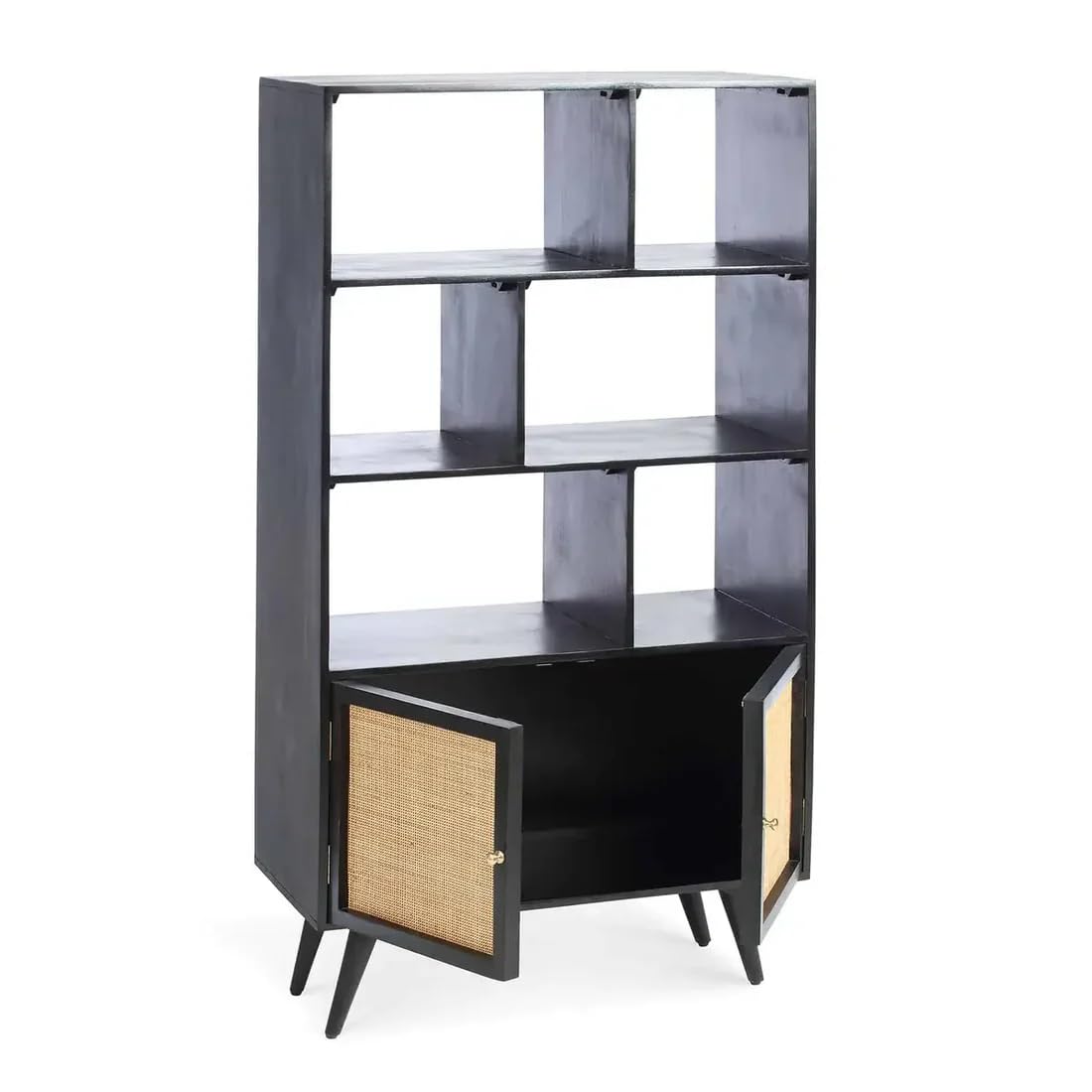 Bookshelf for Home - 6 Tier Book Rack for Study Room | Open Book Shelf for Office, Library, Bedroom, Living Room - Mango Wood Display Shelf (Teak - L 85 x B 40 x H 160 cm) (Walnut)