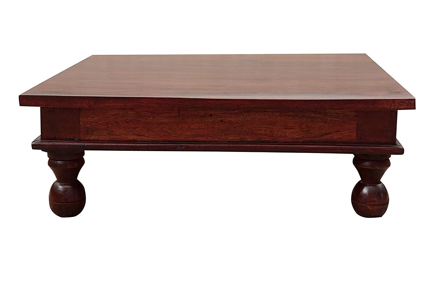 THE WOODEN CITY Sheesham Wood Pooja Chowki (17 x 17 x 6.5 inch, HONEY)