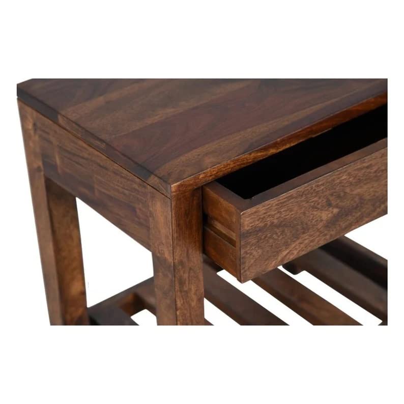 THE WOODEN CITY Sheesham Solid Wood Bedside & Sofa Side Table/End Table and Night Stand with Storage for Bedroom & Living Room Furniture - mohgany|TWC-F39