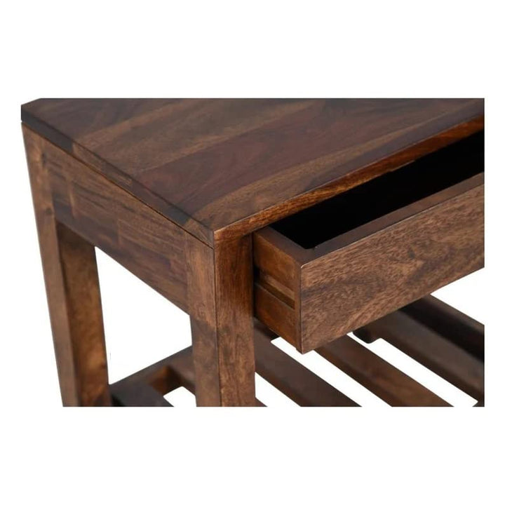 THE WOODEN CITY Sheesham Solid Wood Bedside & Sofa Side Table/End Table and Night Stand with Storage for Bedroom & Living Room Furniture - mohgany|TWC-F39