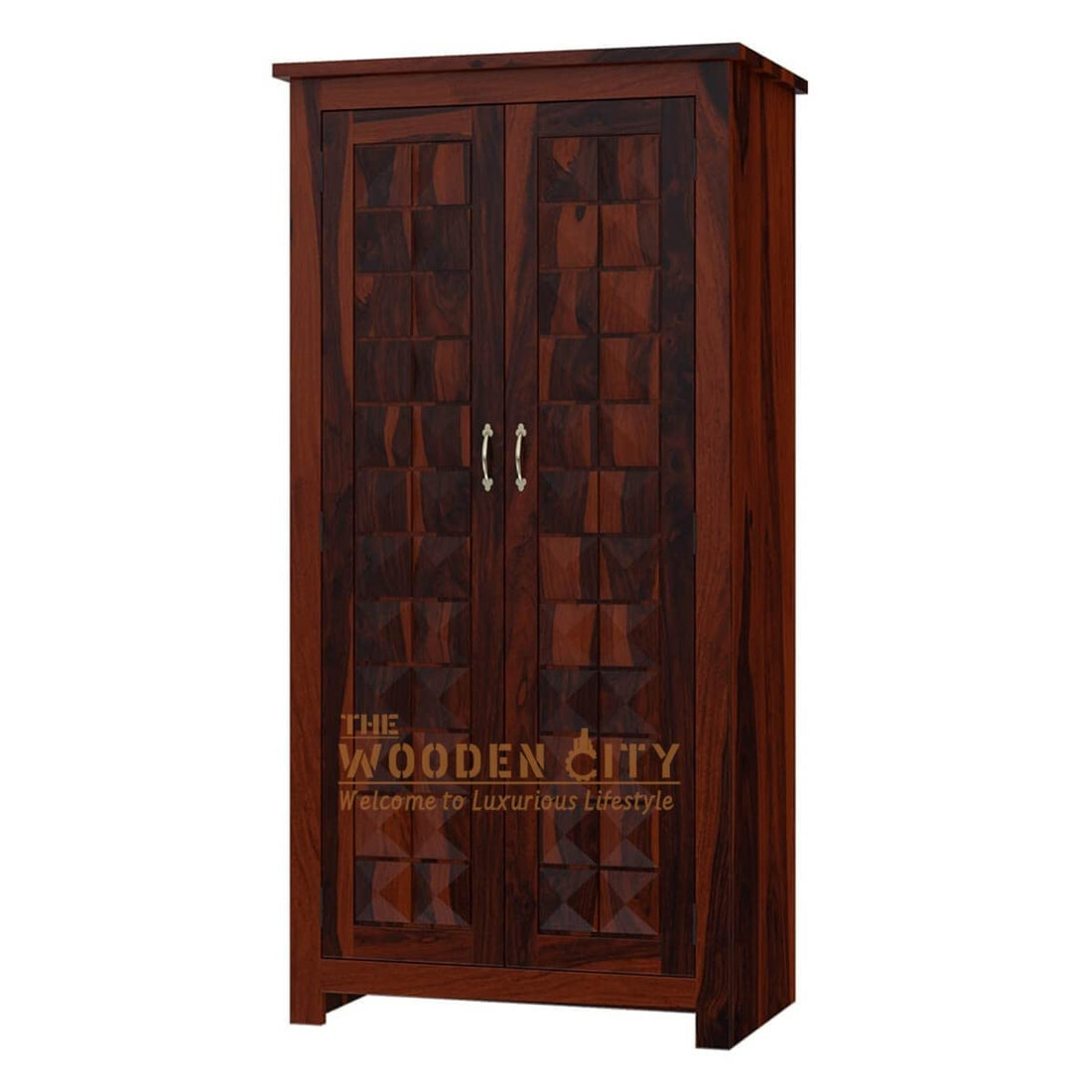 THE WOODEN CITY Sheesham Solid Wood Wardrobe, Wardrobe for Clothes, Almirah for Clothes for Bedroom & Living Room Furniture - Mahogany