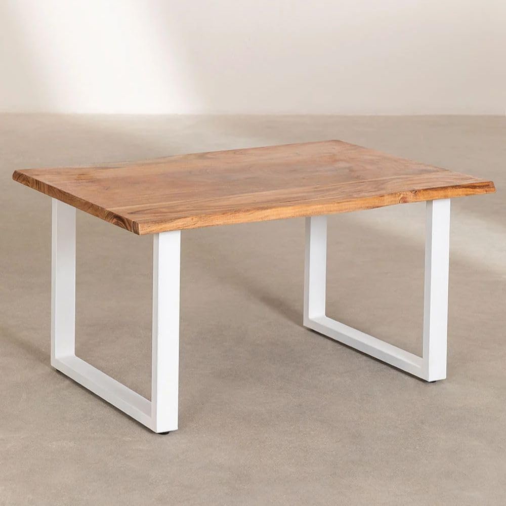 THE WOODEN CITY Wooden Solid Sheesham Wood Center Tables Coffee Table for Living Room | Termite Free | Wooden Center Tables Indoor & Outdoor Furniture | White & Natural Finish