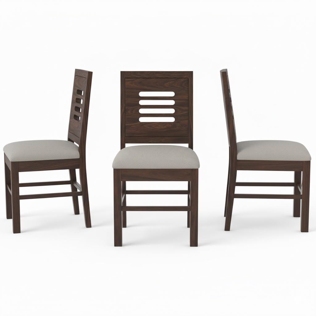 Solid Sheesham Wood Six Seater Dining Table Set with 4 Cushion Chairs with Bench for Dining Room Living Room Home | Dining Table | 6 Seater Dining Table Set (Walnut6s t, 6 Seater)