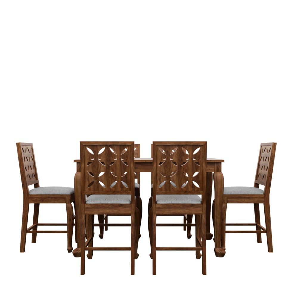 THE WOODEN CITY Sheesham Wood 6 Seater Dining Set | Table with Includes Cushion Chairs | Solid Wood Dining Table Set for Dining Room (Honey Cou, 6 Seater)