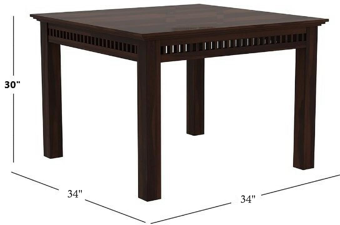 THE WOODEN CITY Wooden Solid Sheesham Wood Dining Table 4 Seater | Dining Room Furniture | 4 Seater Dining Table Without Chair - 2seater Walnut