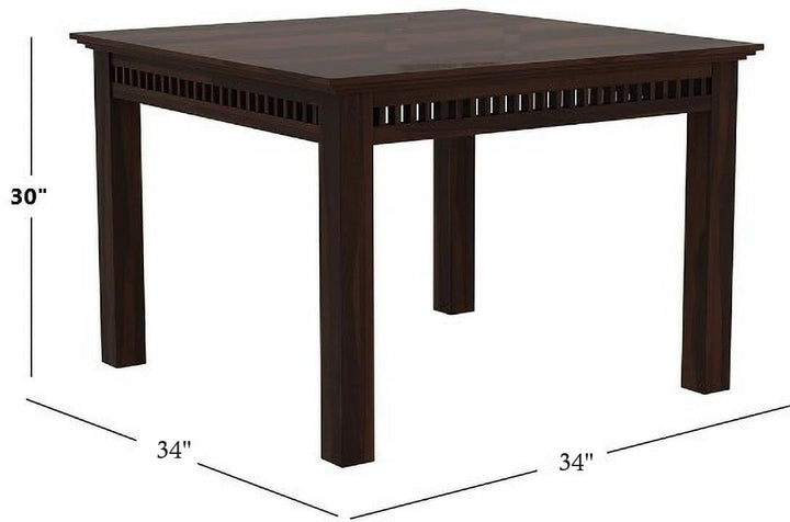 THE WOODEN CITY Wooden Solid Sheesham Wood Dining Table 4 Seater | Dining Room Furniture | 4 Seater Dining Table Without Chair - 2seater Walnut