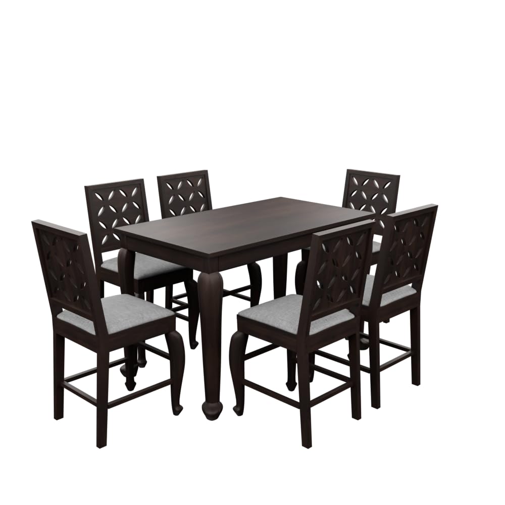 THE WOODEN CITY Sheesham Wood Dining Set | 6 Seater Table with Includes Cushion Chairs | Solid Wood Dining Table Set for Dining Room (Walnut Cou, 6 Seater)