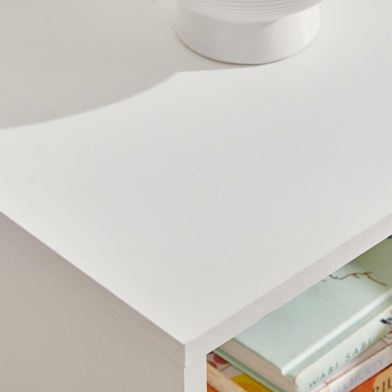 THE WOODEN CITY Wooden Bedside Table | Bed Side Table for Bedroom | 1 Drawer | Solid Wood Sheesham, White