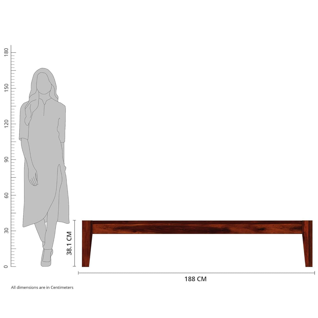 THE WOODEN CITY Sheesham Wood Fieri Single Size Bed Without Storage (188x97x38cm) (Mattress size-72x36 inch)