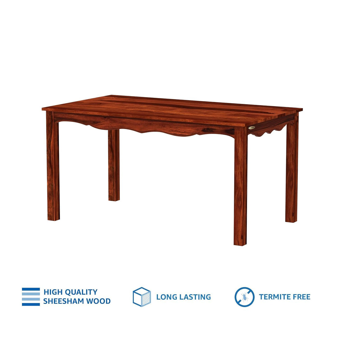 THE WOODEN CITY Wooden Solid Sheesham Wood Dining Table 6 Seater | Dining Room Furniture | 6 Seater Dining Table Without Chair - Honey
