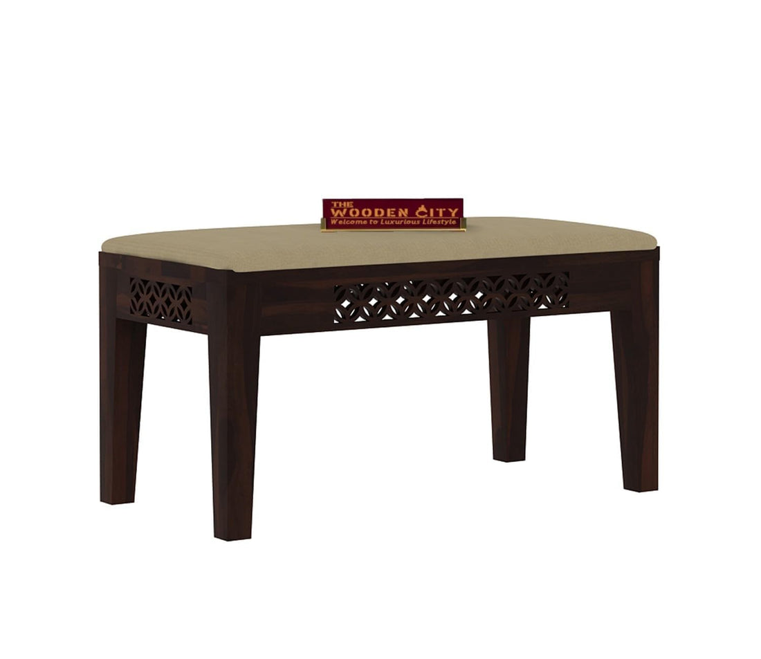 THE WOODEN CITY Solid Sheesham Wood Dining Table 4 Seater Dining Table Set with 2 Chairs & 1 Bench Dinner Table Set (walnut)