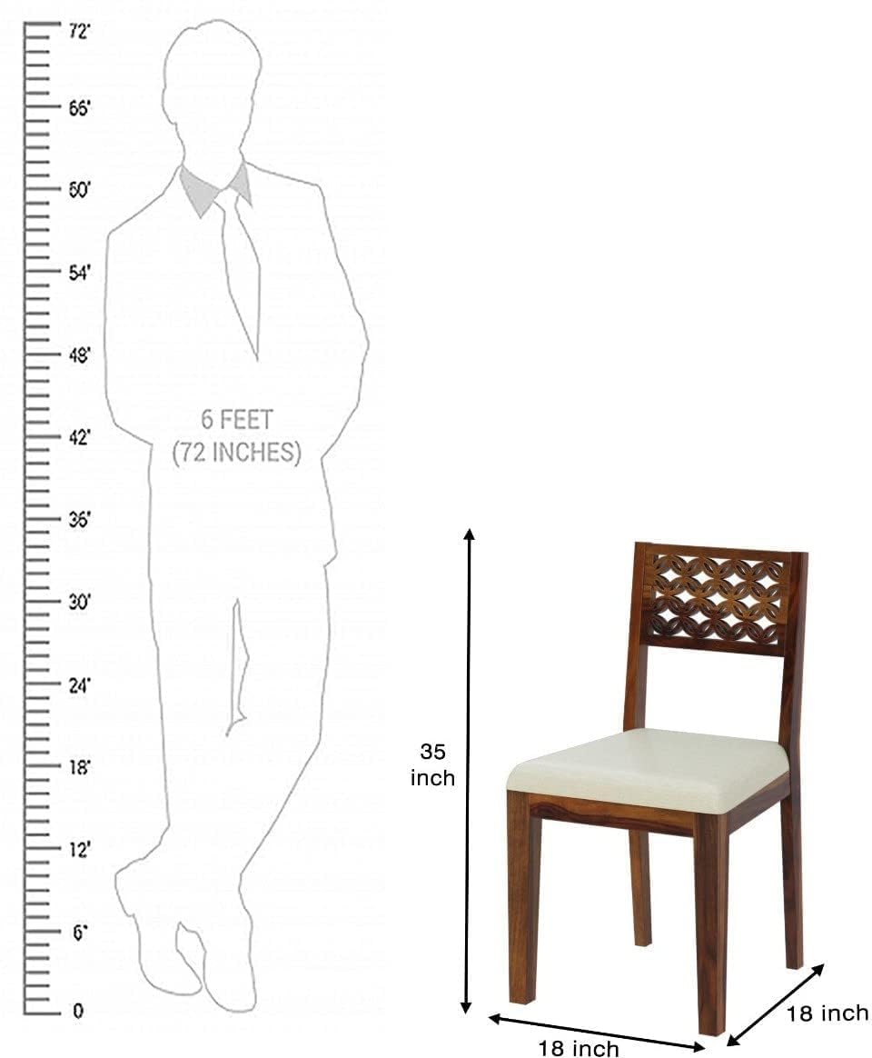 THE WOODEN CITY Sheesham Wood CNC 6 Seater Dining Table with Chairs
