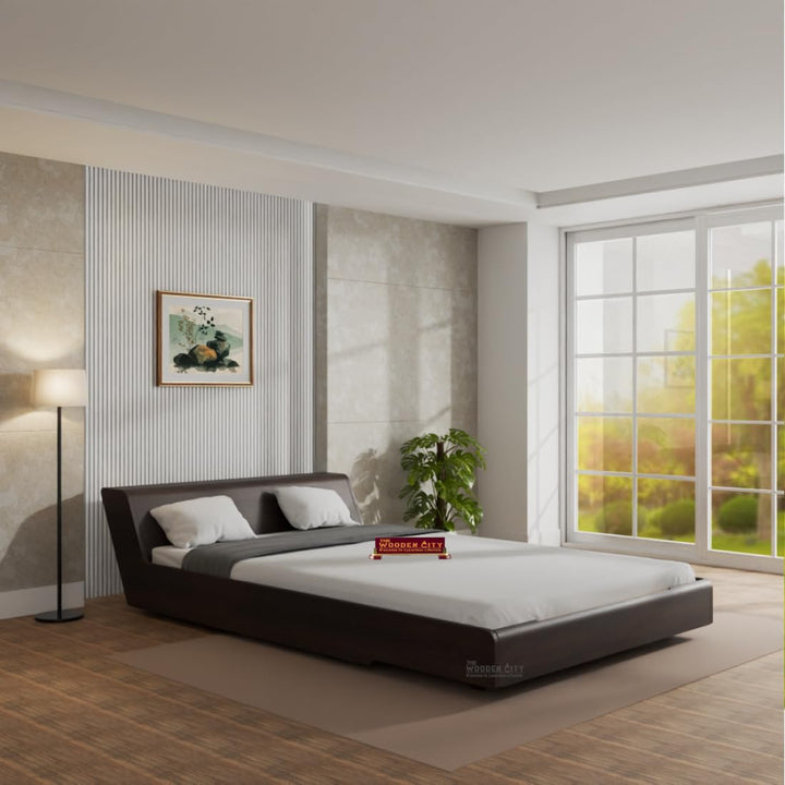 THE WOODEN CITY Solid Sheesham Wood New Luxury Queen Bed for Bedroom Furniture- Walnut Finish (Delivery Condition-Do-It-Yourself) (Queen)