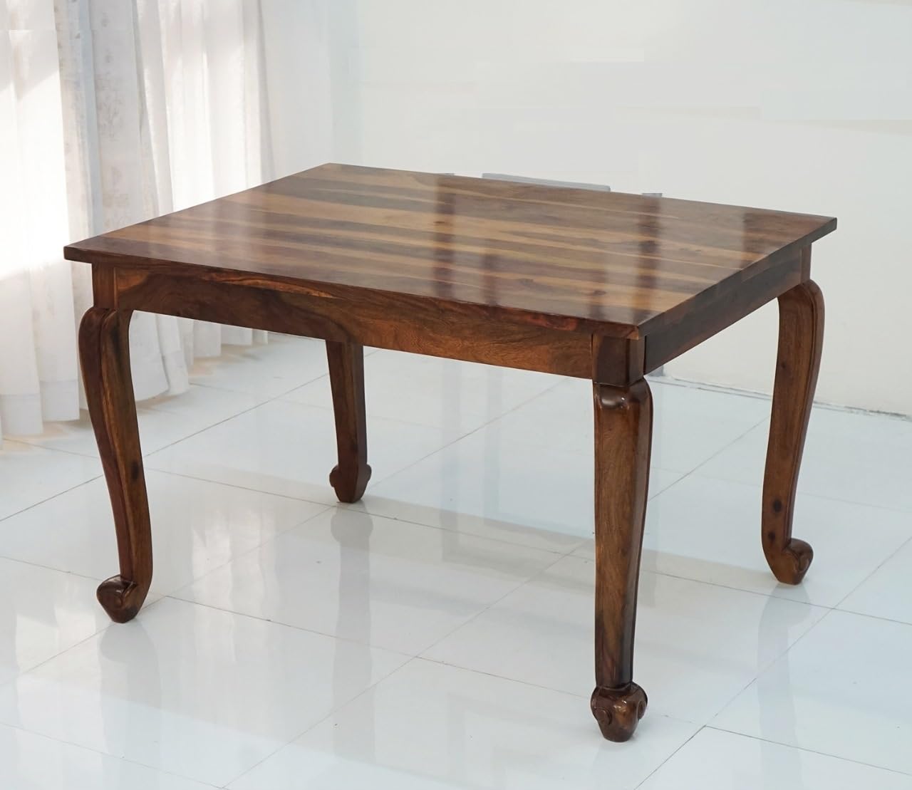 THE W00DEN CITY Wooden Table Solid Sheesham Wood Dining Table 4 Seater | Dining Room Furniture | Dining Table Without Chair (Honey01, 6 Seater)