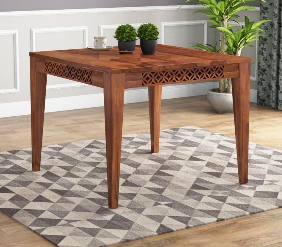 THE WOODEN CITY Wooden Solid Sheesham Wood Dining Table 4 Seater | Dining Room Furniture | 4 Seater Dining Table Without Chair