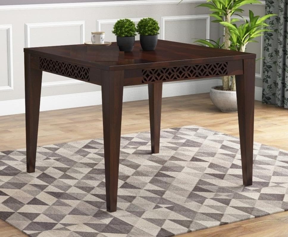 THE WOODEN CITY Wooden Solid Sheesham Wood Dining Table 4 Seater | Dining Room Furniture | 4 Seater Dining Table Without Chair