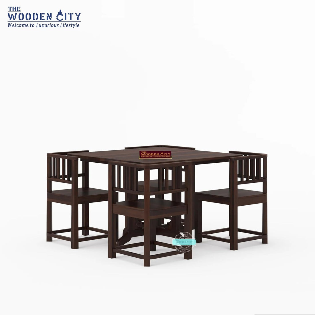 Solid Sheesham Wood 4 Seater Dining Set | Wooden Table Set for Dinning Room Home,Hotel and Office| Modern Dining Room Set (Walnut n4)