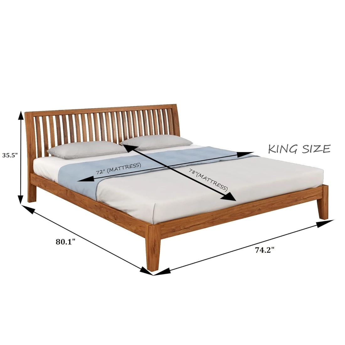 THE WOODEN CITY Sheesham Solid Wood King Bed for Bedroom Furniture (Finish Color - Honey Finish, Delivery Condition - DIY(Do-It-Yourself)