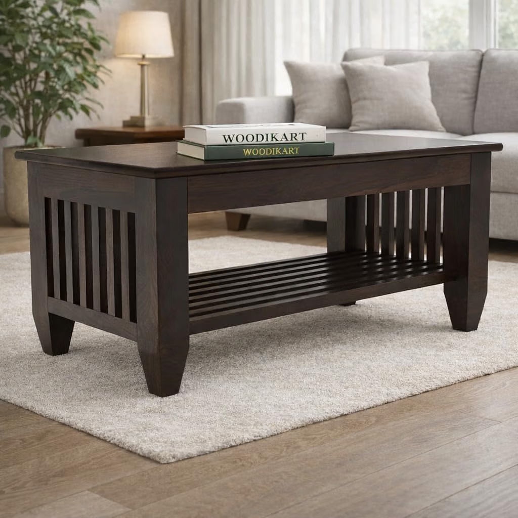 Sheesham Solid Wood Centre Table & Tea Table Wooden Coffee Table for Living Room and Outdoor & Indoor Furniture (Walnut)